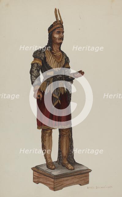 Cigar Store Indian, 1937. Creator: Ethel Dougan.