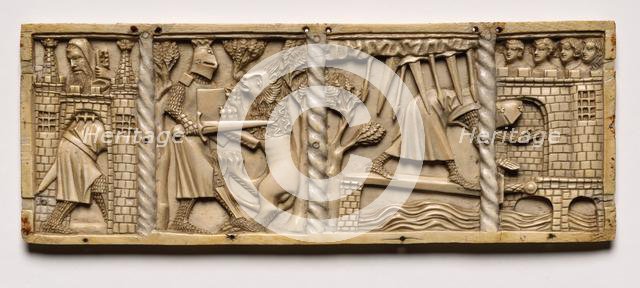 Panel from a Casket with Scenes from Courtly Romances, 1330. Creator: Unknown.