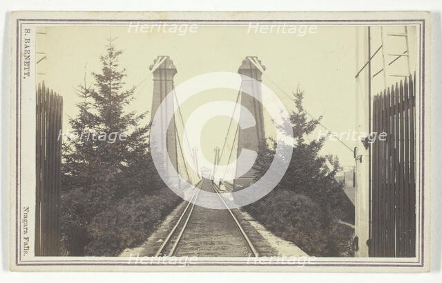 Railway Suspension Bridge, Niagara Falls, 19th century. Creator: S. Barnett.