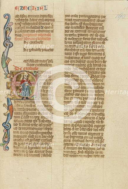 Initial E: Ezekiel; Historia Scholastica, about 1300. Creator: Peter Comestor.