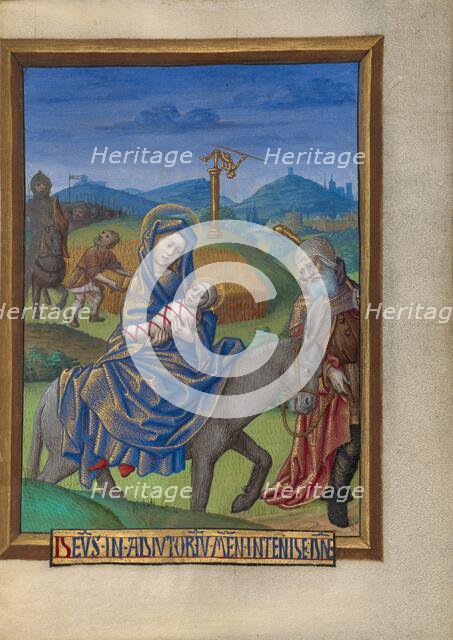 The Flight into Egypt; Book of Hours, about 1480-1490. Creator: Georges Trubert.