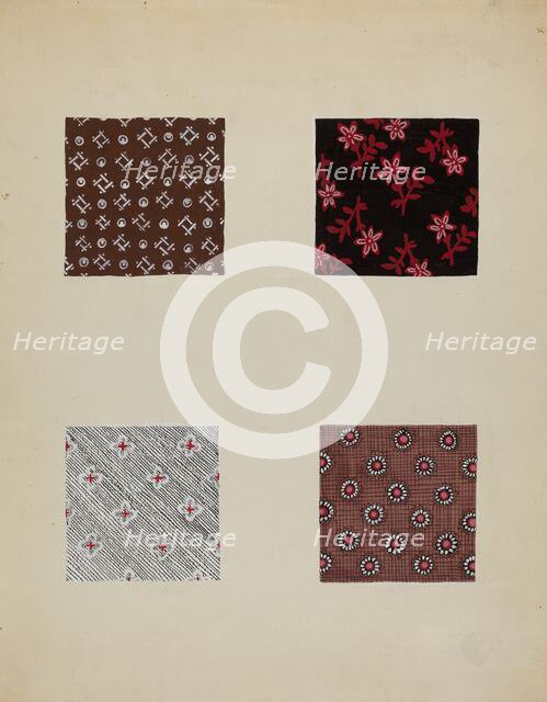Materials from Quilt, c. 1936. Creator: Katherine Hastings.