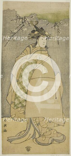 The Actor Iwai Kiyotaro as Kewaizaka no Shosho in the Play Gohiiki no Hana Aikyo..., c. 1794. Creator: Katsukawa Shun'ei.