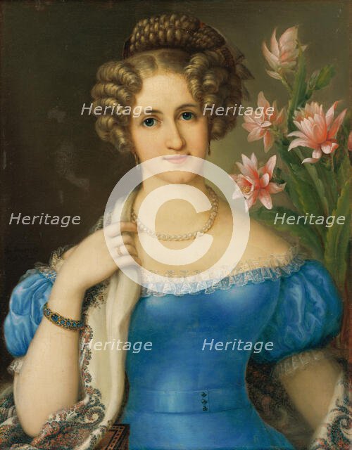 Portrait of a Young Lady in a Blue Dress, 1826. Creator: Jozef Ginovský.