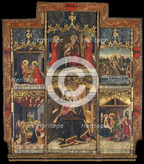 Virgin and Child Enthroned with Scenes from the Life of the Virgin. Creator: Master of Morata.