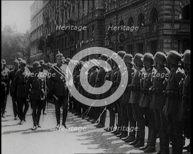 President Paul von Hindenburg of Germany Inspecting Soldiers, 1926. Creator: British Pathe Ltd.