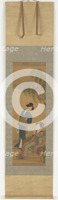 Two women under a willow tree, 1726-1792. Creator: Shunsho.