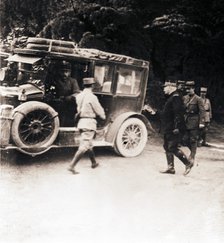 French officers and vehicle, c1914-c1918.  Artist: Unknown.