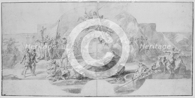 The Landing of Columbus in America, 1715-1716. Artist: Solimena, Francesco (1657-1747)