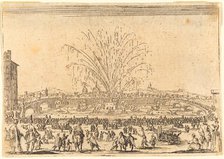 Fireworks on the Arno, Florence, c. 1622. Creator: Jacques Callot.