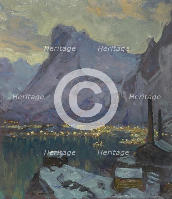 Svolvaer Harbour at the Height of the Fishing Season.Study from Lofoten, 1934. Creator: Anna Katarina Boberg.