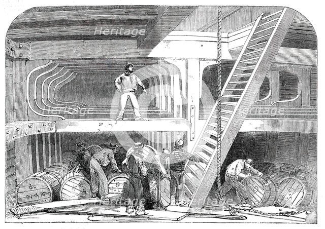 Hold of the "Cornelius Grinnell"  Line-Ship, 1850. Creator: Unknown.