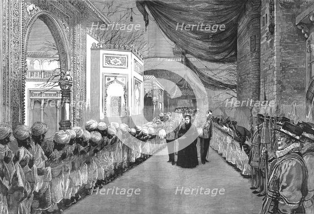 'The opening of the Colonial and Indian Exhibition by the Queen - 'Twixt East and West', 1886.  Creator: Unknown.