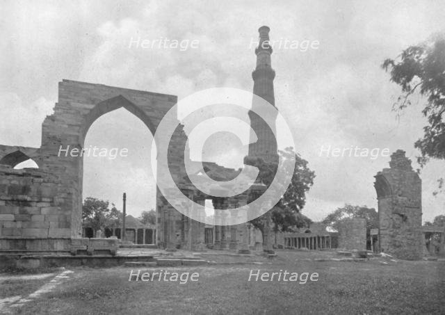 'Delhi. - General View of Kutub Mosque and Ruins - ', c1910. Creator: Unknown.