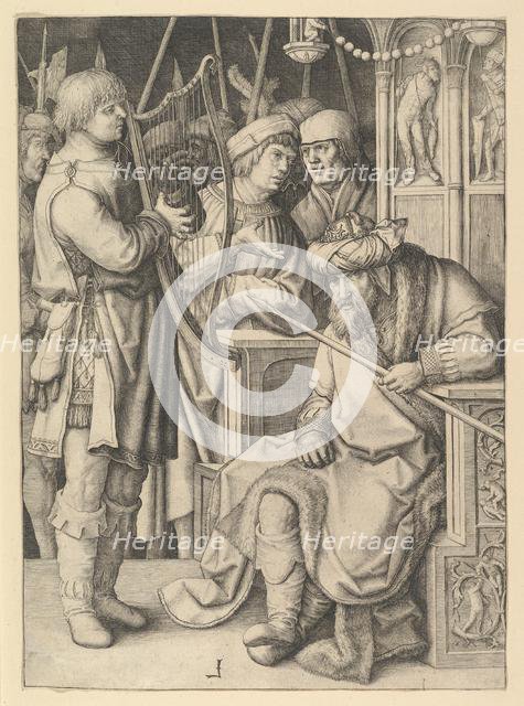 David Playing the Harp Before Saul, ca. 1508. Creator: Lucas van Leyden.