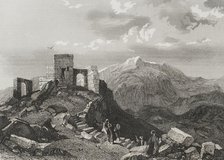 Ruins of a temple, Summit of Mount Sinai. 1840. Creator: Émile Rouargue.
