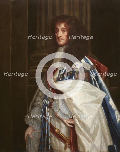 Portrait of Prince Rupert of the Rhine (1619-1682), wearing the robes of the Order of the Garter. Creator: Lely, Sir Peter (1618-1680).