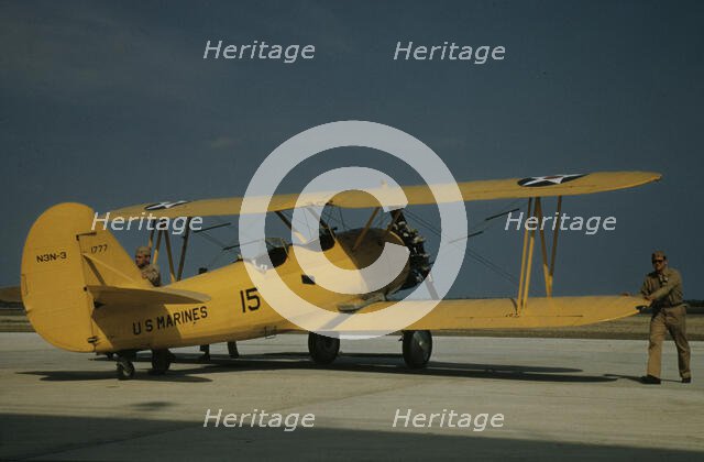 Marine power plane which tows the training gliders at Page Field, Parris Island, S.C., 1942. Creator: Alfred T Palmer.
