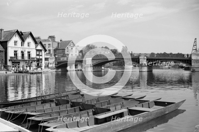View along the River Thames at Windsor, looking towards Windsor Bridge, Berkshire, c1945-c1965. Artist: SW Rawlings