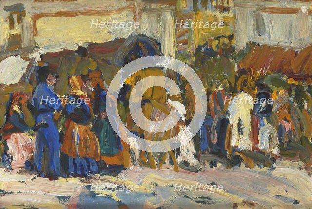 In Front of Saint George's in Lviv (Sketch), 1907. Creator: Fryderyk Pautsch.