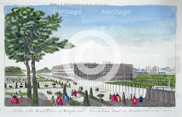 A view of the Royal Palace of Hampton Court, London, 1760. Creator: Unknown.