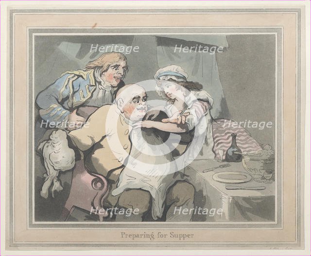 Preparing for Supper, 1790?., 1790?. Creator: Thomas Rowlandson.