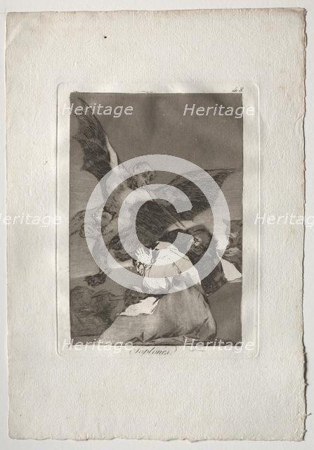 Ochenta Caprichos: Tale-Bearers-Blasts of Wind, 1793-1798. Creator: Francisco de Goya (Spanish, 1746-1828).