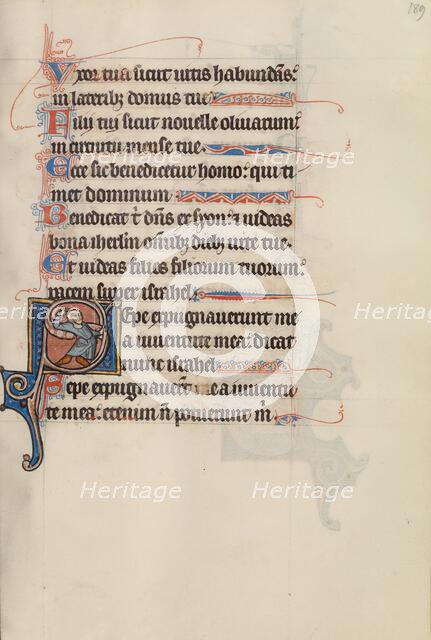 Initial S: An Archer Shooting an Arrow; Bute Psalter, text and illumination about 1285. Creator: Bute Master.