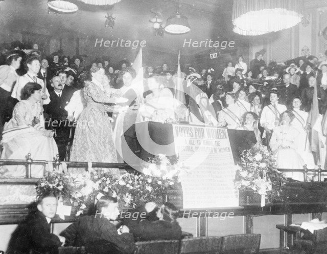 Emmeline Pankhurst, Langham Place, London, 14th January 1909. Artist: Unknown