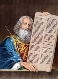 Moses with the Ten Commandments, mid 19th century. Artist: Unknown