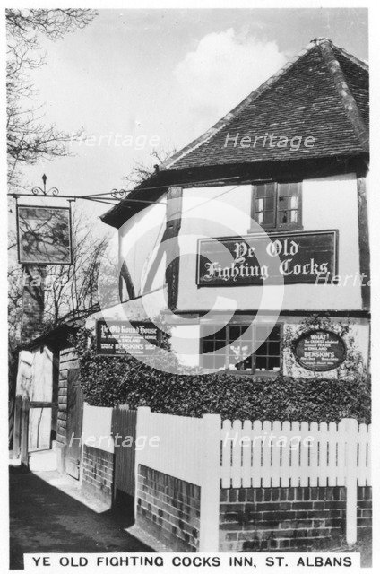 Ye Old Fighting Cocks Inn, St Albans, Hertfordshire, 1937. Artist: Unknown