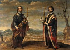Saint Cosmas and Saint Damian in a landscape, c1660s. Creator: Andres Perez.