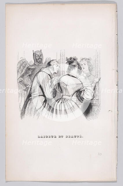 Ugliness and Beauty from The Complete Works of Béranger, 1836. Creator: Theodore Maurisset.
