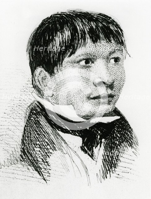 Jemmy Button, the Fuegian 'adopted' by the Fitzroy expedition, as he appeared in 1833 (1839). Artist: Unknown