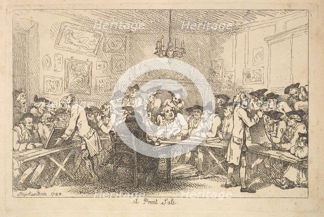 A Print Sale - A Night Auction, 1788. Creator: Thomas Rowlandson.