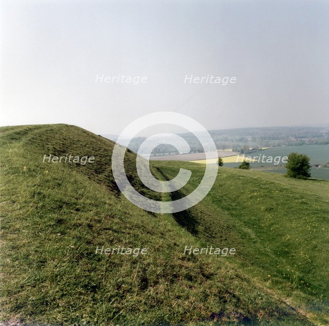 The north-west bank and ditch of Scratchbury hillfort, Norton Bavant, Wiltshire, 1999. Artist: IJ Leonard