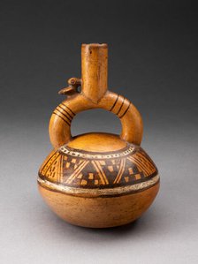 Stirrup Spout Vessel with Textile-like Pattern on Shoulder, A.D. 1200/1470. Creator: Unknown.