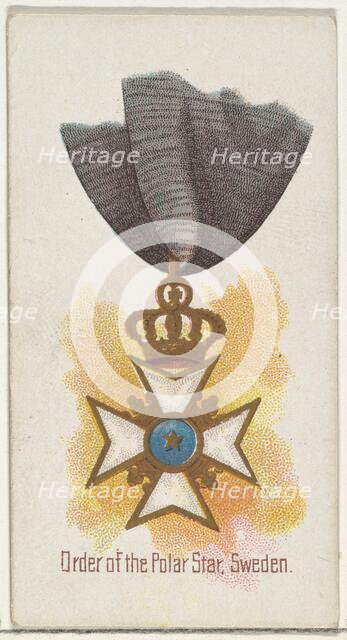 Order of the Polar Star, Sweden, from the World's Decorations series (N30) for Allen & Gin..., 1890. Creator: Allen & Ginter.