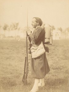 [Soldier Posed with Rifle and Bayonette], 1880s-90s. Creator: Unknown.