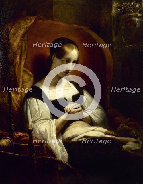 Marguerite au rouet (Gretchen at the Spinning Wheel), c. 1831. Creator: Scheffer, Ary (1795-1858).