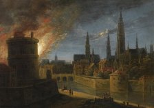 Fire in Antwerp, mid-17th century. Creator: Daniël van Heil.