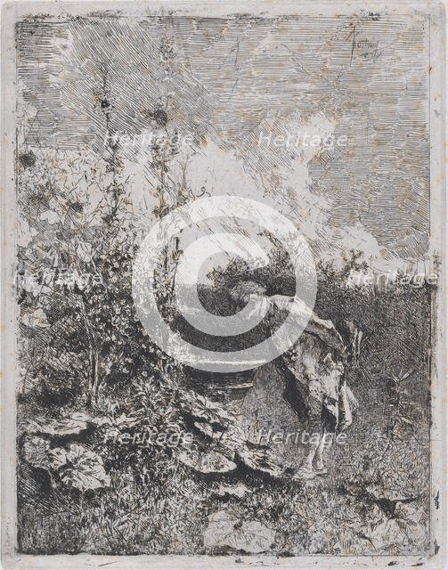 The botanist: a man in a garden examining its contents, 1860-70. Creator: Mariano Jose Maria Bernardo Fortuny y Carbo.