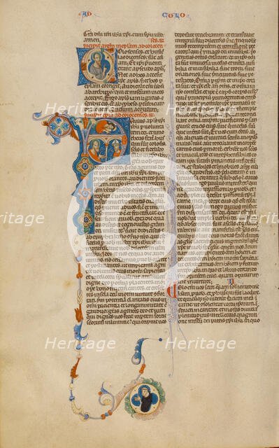 Initial P: Saint Paul Speaking to a Bishop, about 1280-1290. Creator: Unknown.