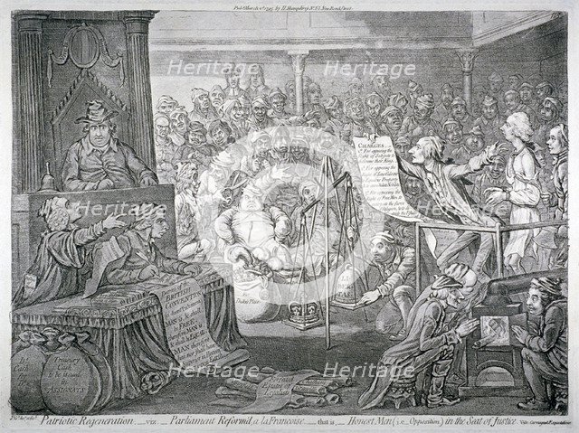 Scene inside the House of Commons, Westminster, London, 1795. Artist: James Gillray