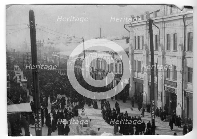 Procession on Bolshaia Street, 1910-1919. Creator: Getke.