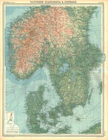 Map of Southern Scandinavia and Denmark. Artist: Unknown.