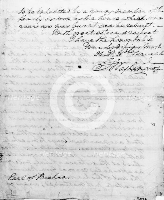 Letter from George Washington to the Earl of Buchan, 1793. Creator: President George Washington.