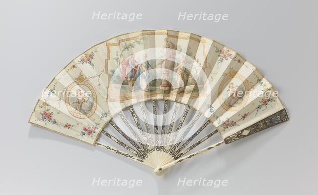 Folding fan with wedding scene, c.1775-c.1799 Creator: Anon.