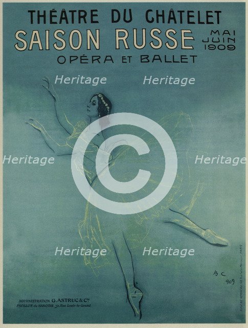 Advertising Poster for the Ballet dancer Anna Pavlova in the ballet Les sylphides by F. Chopin, 1909. Artist: Serov, Valentin Alexandrovich (1865-1911)