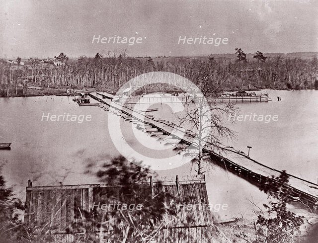Pontoon Bridge, Broadway Landing, Appomattox River, 1861-65. Creator: William Frank Browne.
